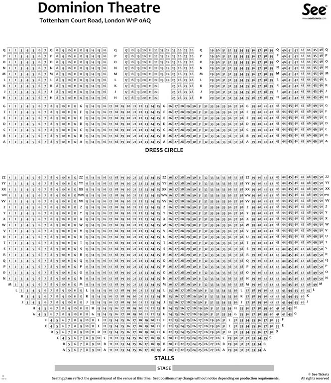 Dominion Theatre Seating Plan. Dominion Theatre